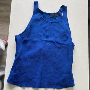 Rachel Roy Criss Cross Back Knit Tank Top Size XS Blue Sleeveless Racer Style